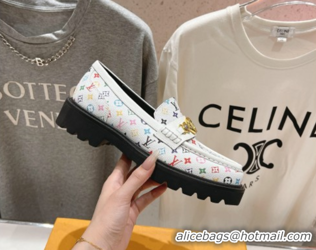 Shop Duplicate Louis Vuitton LV x TM District Loafers 5cm in Multicolored Monogram Canvas White/Black 0421084