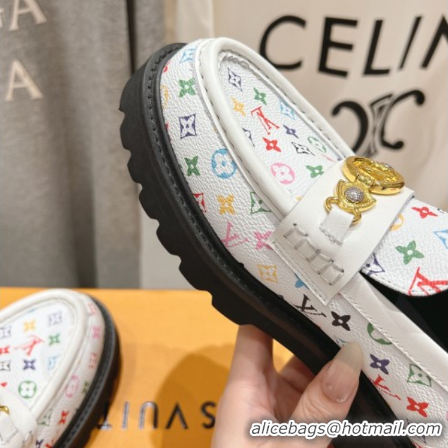 Shop Duplicate Louis Vuitton LV x TM District Loafers 5cm in Multicolored Monogram Canvas White/Black 0421084