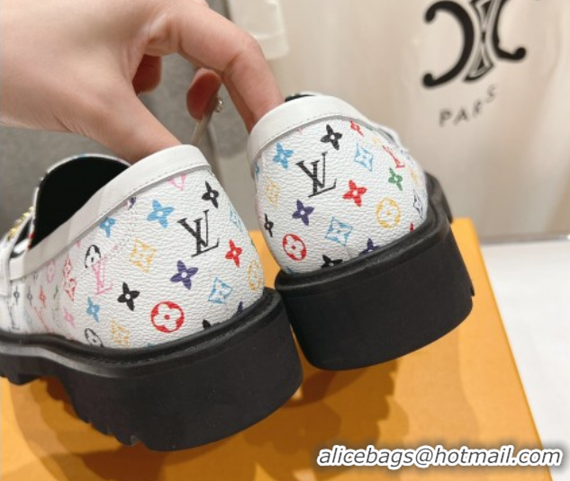 Shop Duplicate Louis Vuitton LV x TM District Loafers 5cm in Multicolored Monogram Canvas White/Black 0421084