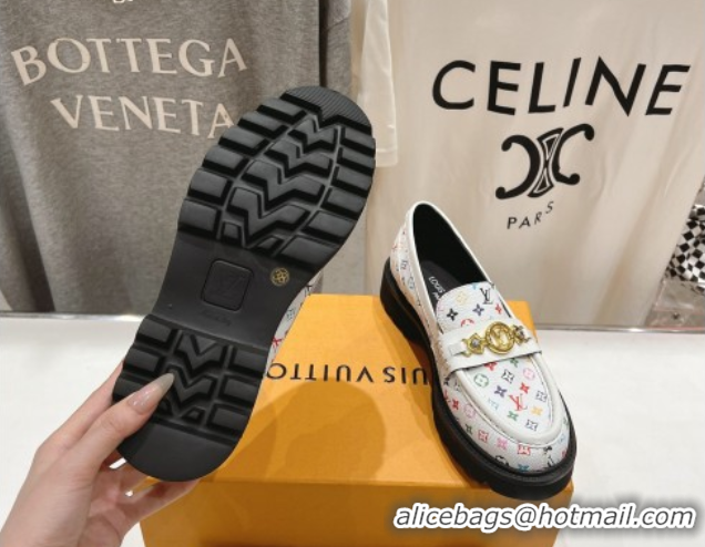 Shop Duplicate Louis Vuitton LV x TM District Loafers 5cm in Multicolored Monogram Canvas White/Black 0421084