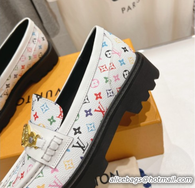 Shop Duplicate Louis Vuitton LV x TM District Loafers 5cm in Multicolored Monogram Canvas White/Black 0421084