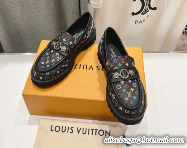Low Price Louis Vuitton LV x TM District Loafers 5cm in Multicolored Monogram Canvas Black 50421085