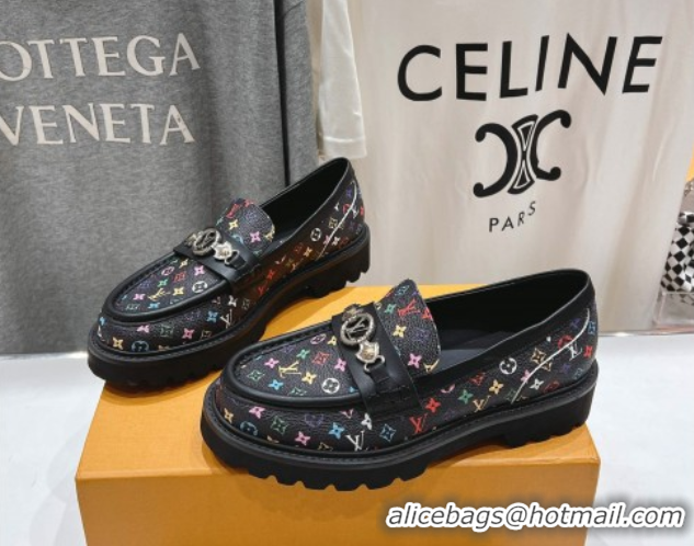 Low Price Louis Vuitton LV x TM District Loafers 5cm in Multicolored Monogram Canvas Black 50421085