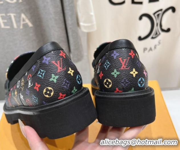 Low Price Louis Vuitton LV x TM District Loafers 5cm in Multicolored Monogram Canvas Black 50421085
