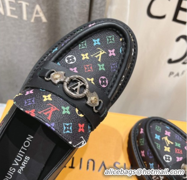 Low Price Louis Vuitton LV x TM District Loafers 5cm in Multicolored Monogram Canvas Black 50421085