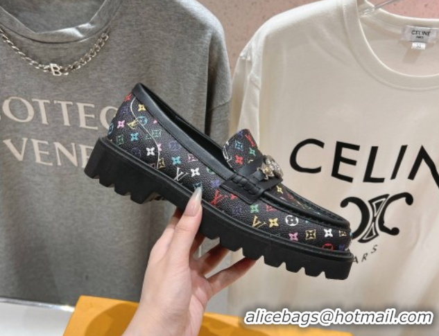 Low Price Louis Vuitton LV x TM District Loafers 5cm in Multicolored Monogram Canvas Black 50421085