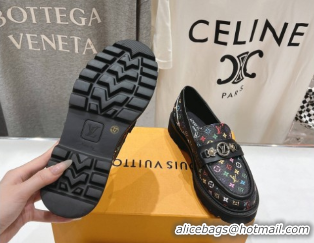 Low Price Louis Vuitton LV x TM District Loafers 5cm in Multicolored Monogram Canvas Black 50421085