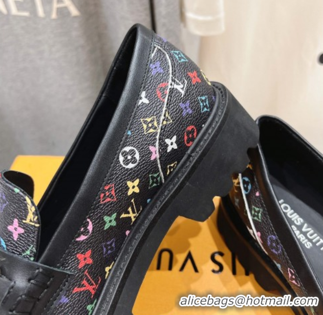 Low Price Louis Vuitton LV x TM District Loafers 5cm in Multicolored Monogram Canvas Black 50421085