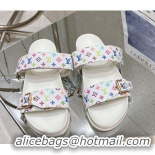 Unique Style Louis Vuitton LV x TM Bom Dia Flat Comfort Slides Sandal in Multicolored Monogram Canvas White 0421086