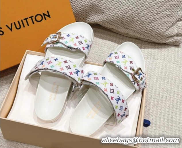 Unique Style Louis Vuitton LV x TM Bom Dia Flat Comfort Slides Sandal in Multicolored Monogram Canvas White 0421086