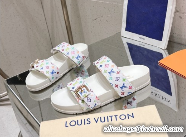 Unique Style Louis Vuitton LV x TM Bom Dia Flat Comfort Slides Sandal in Multicolored Monogram Canvas White 0421086