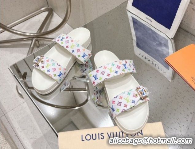 Unique Style Louis Vuitton LV x TM Bom Dia Flat Comfort Slides Sandal in Multicolored Monogram Canvas White 0421086