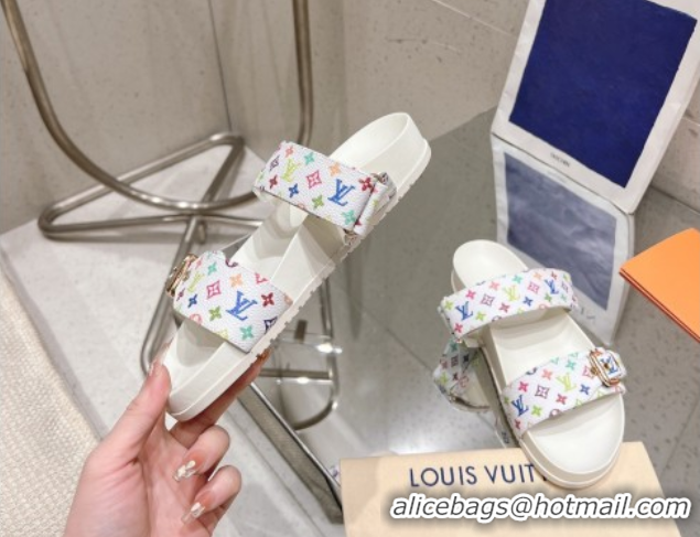 Unique Style Louis Vuitton LV x TM Bom Dia Flat Comfort Slides Sandal in Multicolored Monogram Canvas White 0421086
