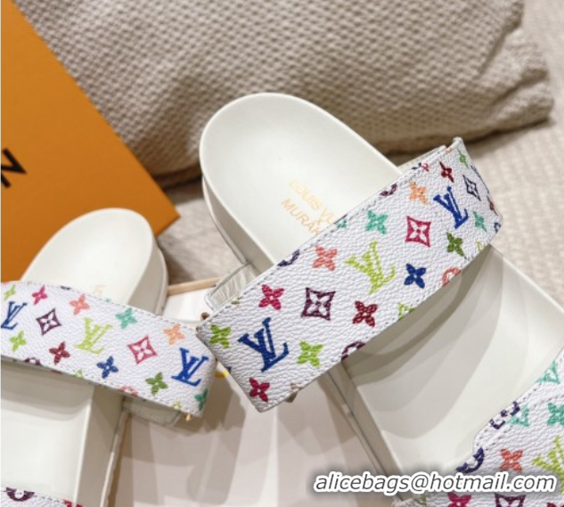 Unique Style Louis Vuitton LV x TM Bom Dia Flat Comfort Slides Sandal in Multicolored Monogram Canvas White 0421086