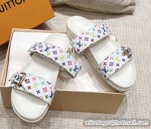Unique Style Louis Vuitton LV x TM Bom Dia Flat Comfort Slides Sandal in Multicolored Monogram Canvas White 0421086
