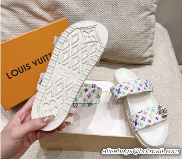 Unique Style Louis Vuitton LV x TM Bom Dia Flat Comfort Slides Sandal in Multicolored Monogram Canvas White 0421086