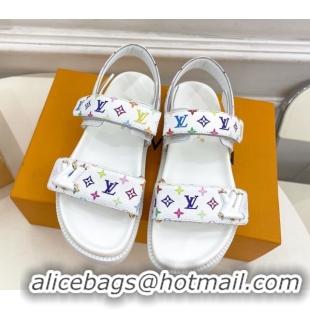Pretty Style Louis Vuitton LV x TM Flat Comfort Sandals in Multicolored Monogram Canvas White 2025 LV042101