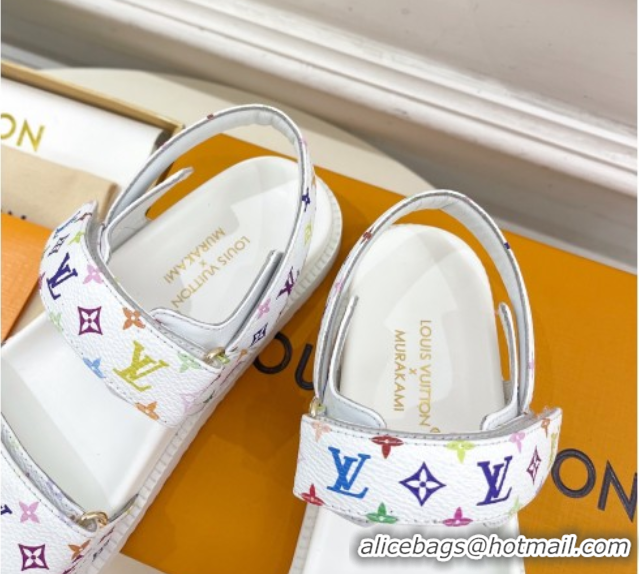 Pretty Style Louis Vuitton LV x TM Flat Comfort Sandals in Multicolored Monogram Canvas White 2025 LV042101
