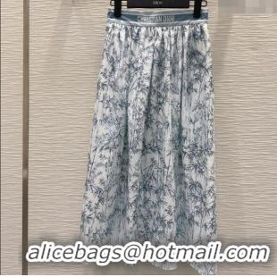 Spot Bulk Dior Bamboo Print Skirt 527035 Blue 2025