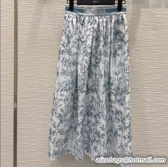 Spot Bulk Dior Bamboo Print Skirt 527035 Blue 2025