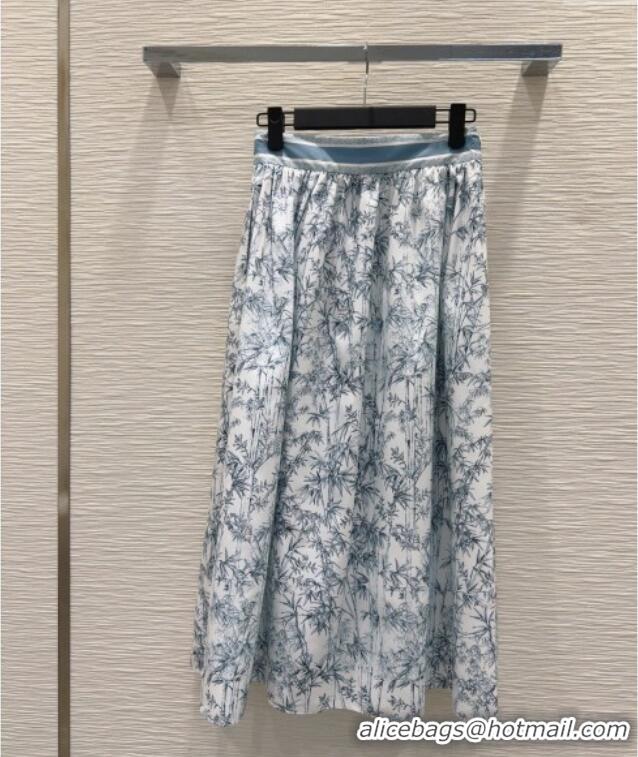 Spot Bulk Dior Bamboo Print Skirt 527035 Blue 2025
