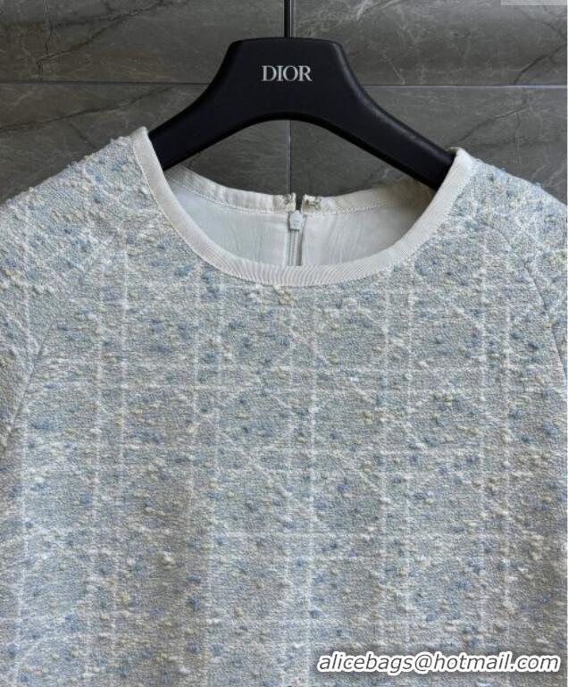 Luxury Classic Dior Tweed Dress 528008 Grey/Blue 2025