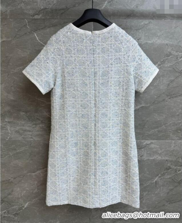Luxury Classic Dior Tweed Dress 528008 Grey/Blue 2025