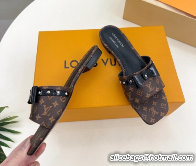 Good Looking Louis Vuitton 6AM Flat Slides Sandal with Bow Monogram Canvas 0421093