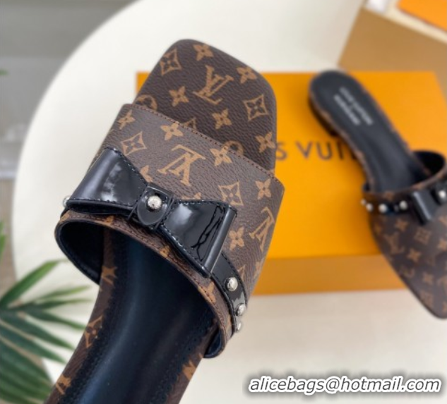 Good Looking Louis Vuitton 6AM Flat Slides Sandal with Bow Monogram Canvas 0421093