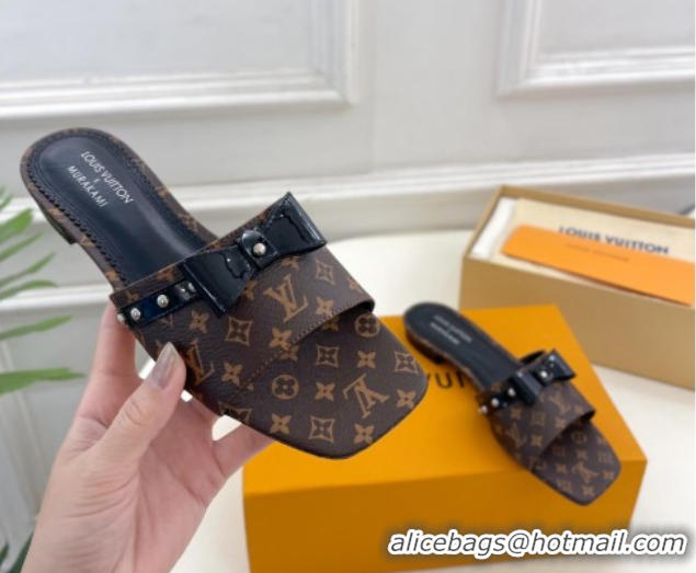 Good Looking Louis Vuitton 6AM Flat Slides Sandal with Bow Monogram Canvas 0421093