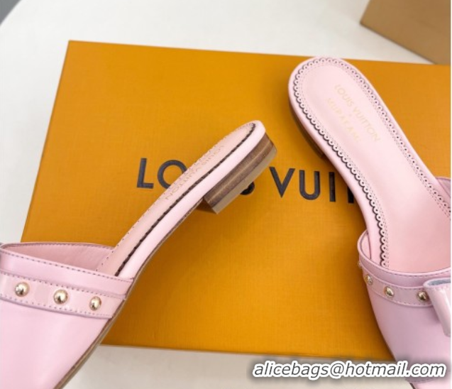 Best Product Louis Vuitton 6AM Flat Slides Sandal in Calfskin Leather with Bow Light Pink 0421094