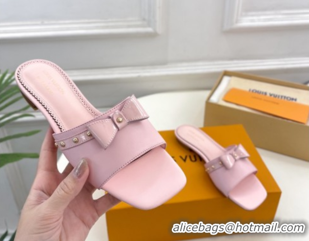 Best Product Louis Vuitton 6AM Flat Slides Sandal in Calfskin Leather with Bow Light Pink 0421094