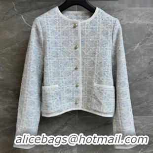 Luxury Discount Dior Tweed Vest 528008 Blue/Grey 2025