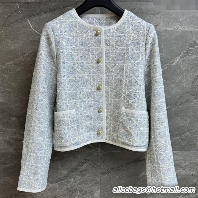 Luxury Discount Dior Tweed Vest 528008 Blue/Grey 2025