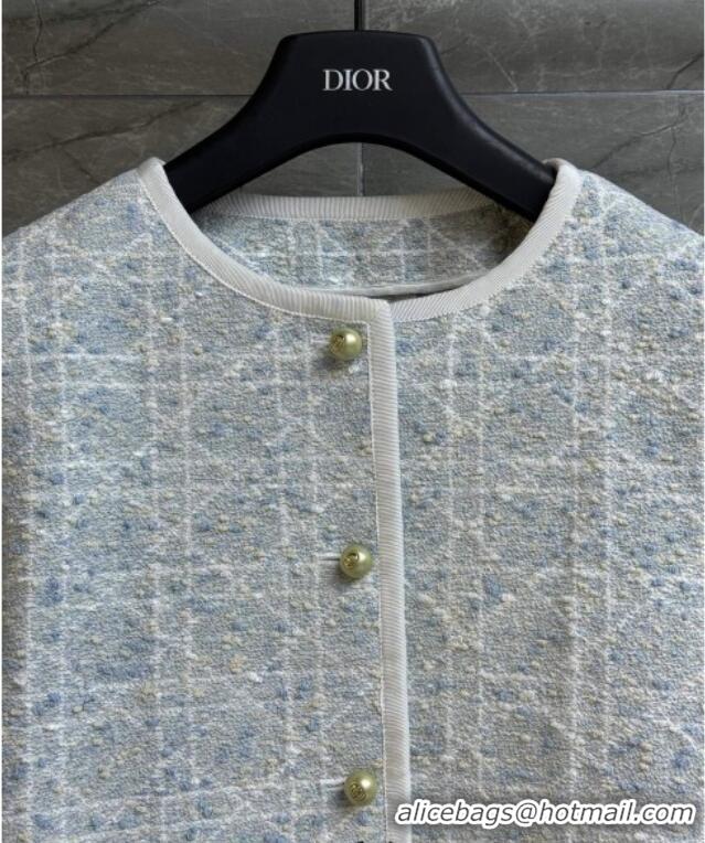 Luxury Discount Dior Tweed Vest 528008 Blue/Grey 2025