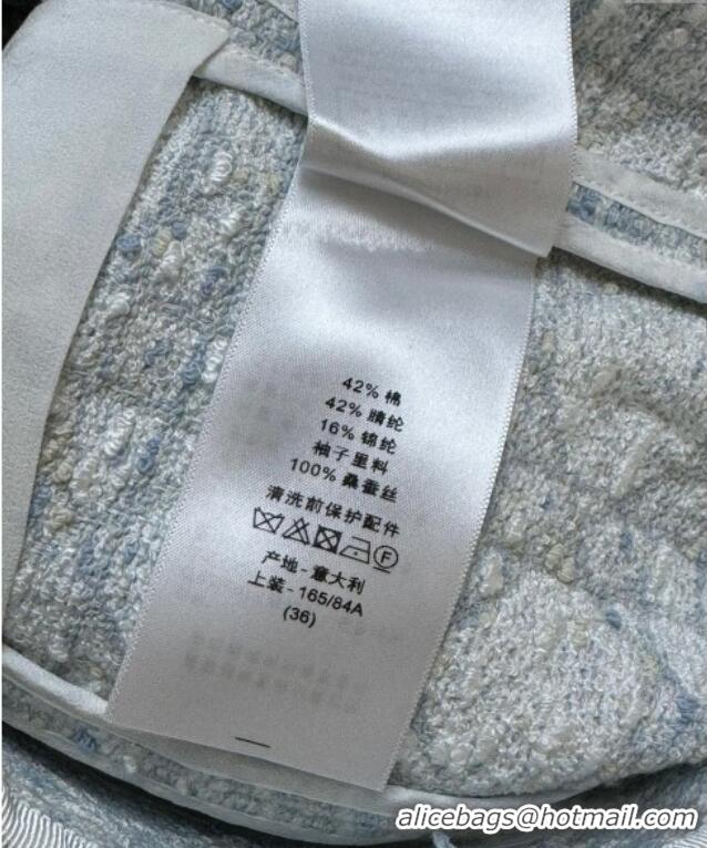 Luxury Discount Dior Tweed Vest 528008 Blue/Grey 2025