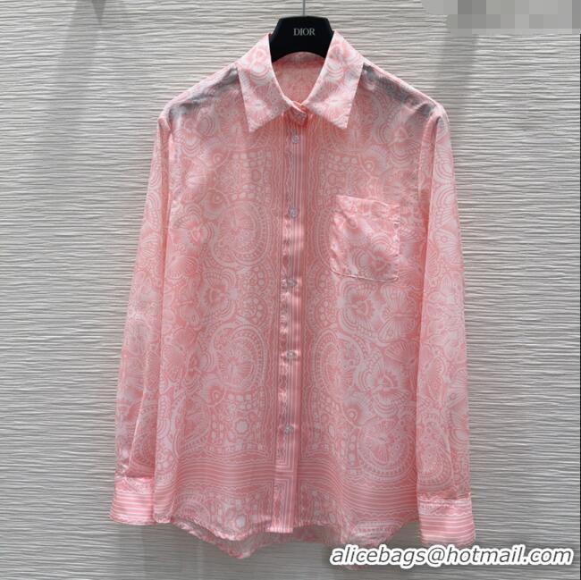 Top Quality Dior Printed Shirt 528003 Pink 2025