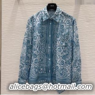 Reasonable Price Dior Printed Shirt 528003 Blue 2025
