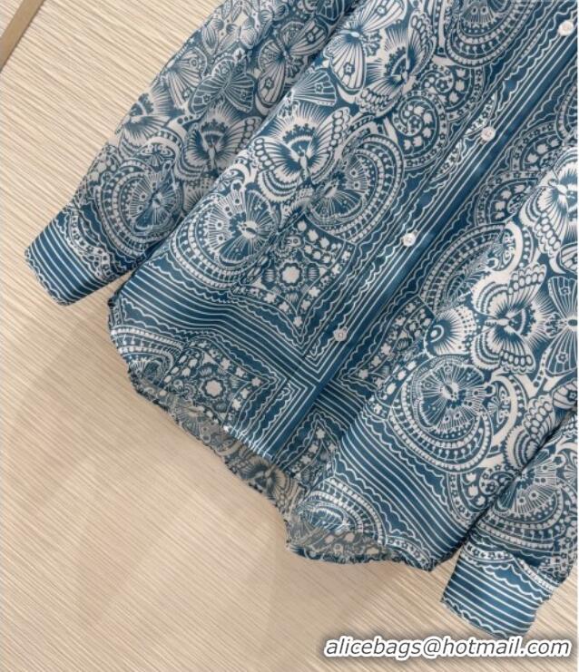 Reasonable Price Dior Printed Shirt 528003 Blue 2025