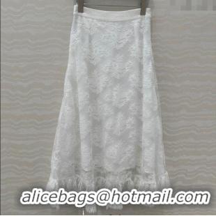 Super Quality Dior Lace Skirt 528005 White 2025