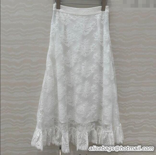 Super Quality Dior Lace Skirt 528005 White 2025