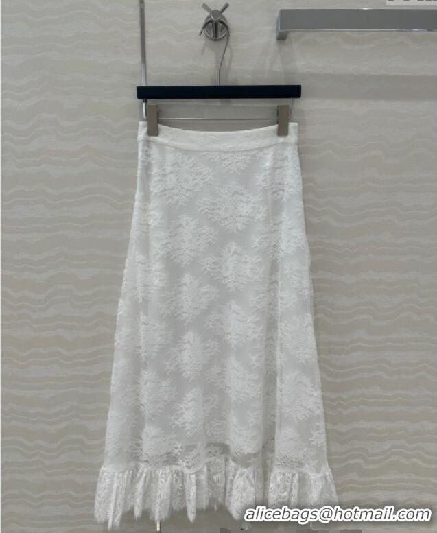 Super Quality Dior Lace Skirt 528005 White 2025