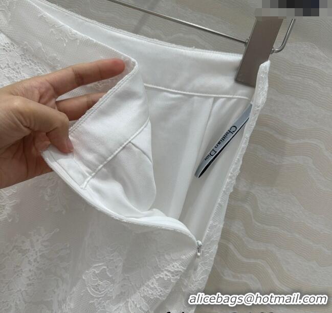 Super Quality Dior Lace Skirt 528005 White 2025