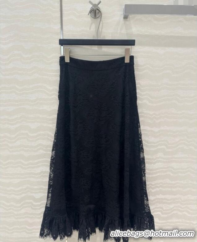 Traditional Discount Dior Lace Skirt 528005 Black 2025