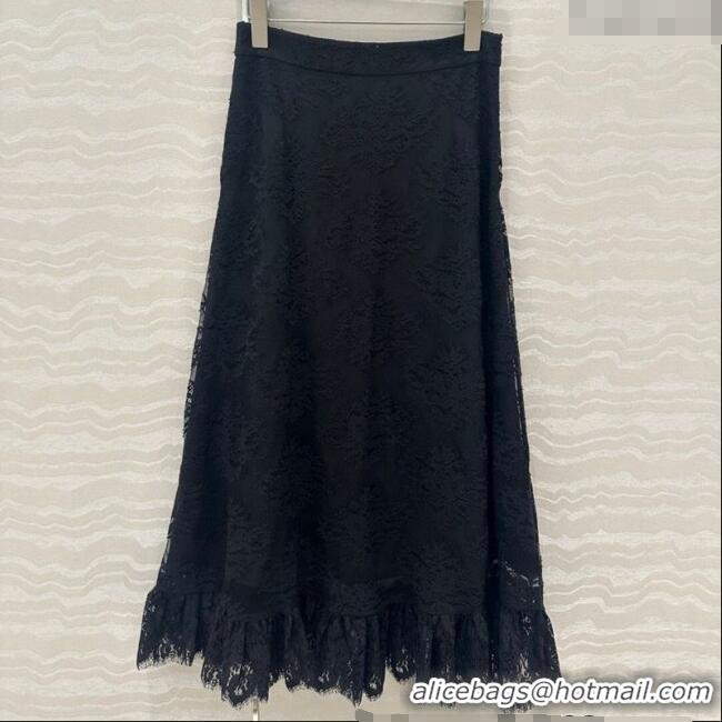 Traditional Discount Dior Lace Skirt 528005 Black 2025