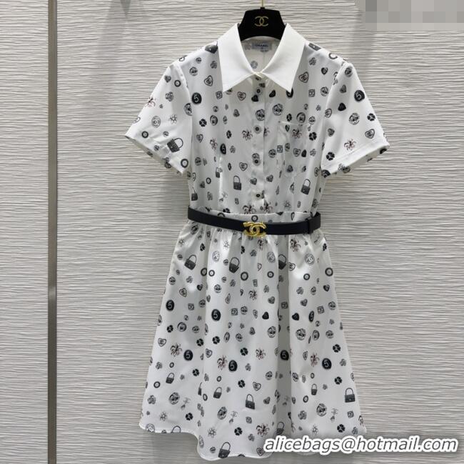 Grade Design Chanel Printed Dress 528002 White 2025
