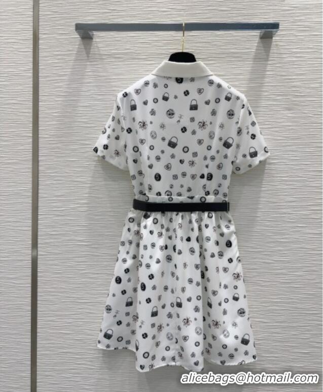 Grade Design Chanel Printed Dress 528002 White 2025