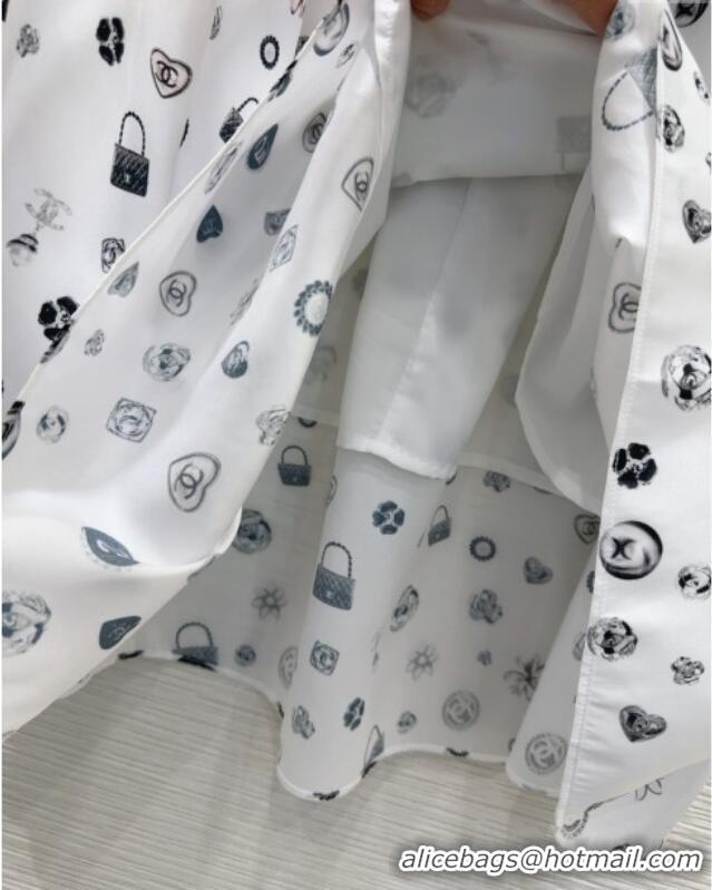 Grade Design Chanel Printed Dress 528002 White 2025