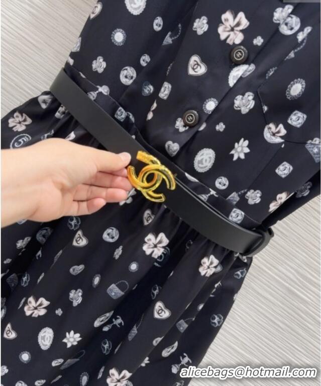 Buy Fashionable Chanel Printed Dress 528002 Black 2025