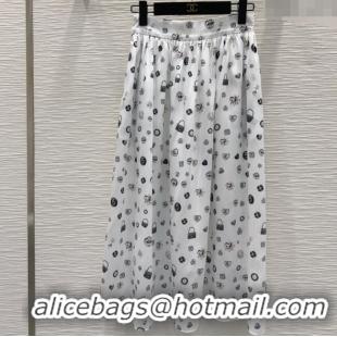 Affordable Price Chanel Printed Skirt 528002 White 2025
